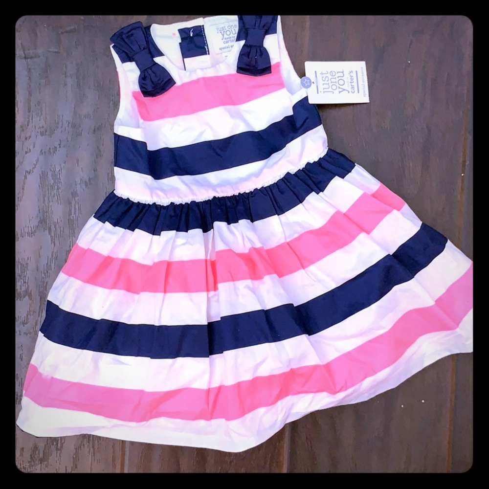 Carters BNWT pink and navy dress